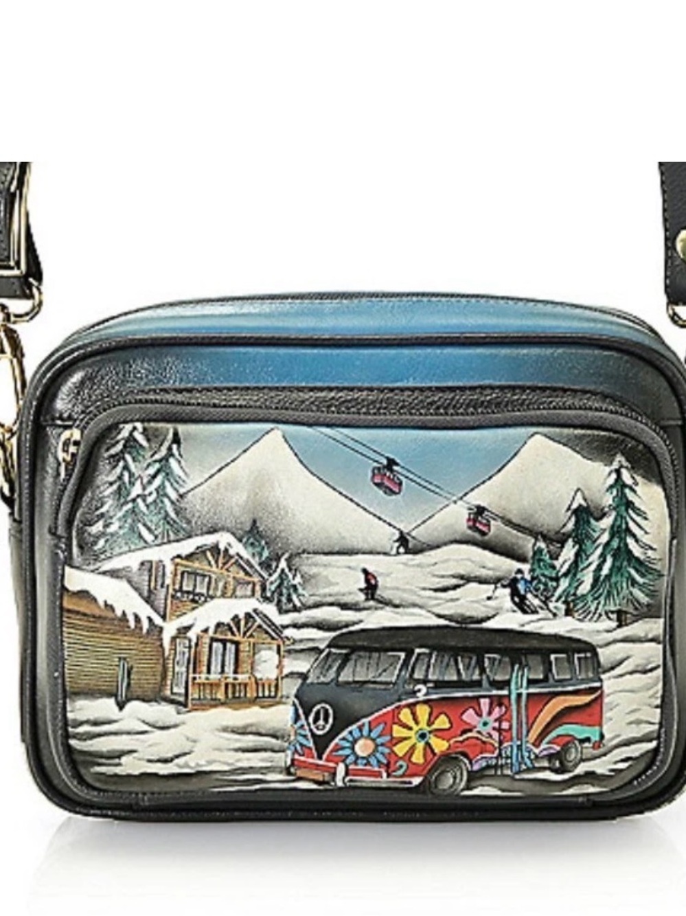 ANUSCHKA NWT RFID Top Zip Organizer Messenger Crossbody APRES SKI NWT!